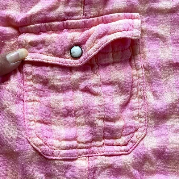 Maurices pink & orange plaid checkered long sleeve button down shirt - Picture 14 of 14